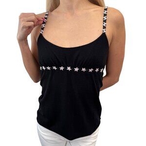 CHANEL Vintage 05A CC Mark Logo Star Camisole Top #34 Black Cashmere [106257]